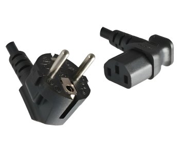 Síťový kabel CEE 7/7 90° na C13 90° vpravo, 1 mm², VDE, černý, délka 3,00 m